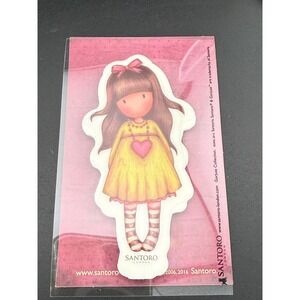 Santoro London Gorjuss Collection Die Cut Sticker Girl Yellow Dress Heart Pink